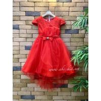 ราคา ชุดเดรสเด็กโต สีแดงพริก แขนสั้น ผ้าตาข่ายเนื่อนิ่ม พร้อมส่ง (9565516862)