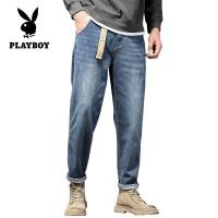ราคา Playboy กางเกงยีนส์ผู้ชายสีเทาสีน้ำเงินกางเกงลำลองอเนกประสงค์ (16187796233)