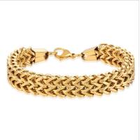 ราคา สร้อยข้อมือโซ่ทอคู่ทองเงินสแตนเลสสำหรับผู้ชายสร้อยข้อมือพื้นผิวดีไซน์เรียบง่าย (20076196497)