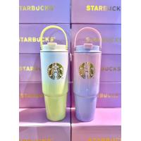 ราคา แก้วน้ำเก็บความเย็น STARBUCKS ระบุ 2 สี ม่วง เลม่อน ความจุ 820 ML สแตนเลส 304 งานสกรีน หน้า หลัง (21251900824)