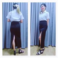 ราคา กระโปรงนักศึกษาทรงเอ ผ้ายืดฮานาโกะ ผ่าหน้า ผ่าหลัง ยาว 36 นิ้ว ผ้าเนื้อดี ใส่สบาย เก็บทรงสวย (17090191745)