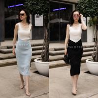 ราคา เดรสไหมพรม แขนกุด ทูโทน VSHOP (17251977354)