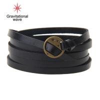 ราคา กำไลหนัง Faux หลายชั้นลายคลื่นความโน้มถ่วงสายรัดข้อมือวินเทจปรับความยาวได้ดีไซน์ตัวหนังสือสายรัดข้อมือกำไลรูปเข็มขัดพังค์ของขวัญสำหรับผู้ชาย (20069341234)