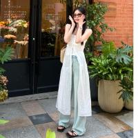 ราคา เดรสไหมพรมแขนกุด เดรสยาว งานถักลาย เดรสยาวสายเดี่ยวไหมพรมknit เสื้อแขนกุดอัดพลีท เสื้อกั๊กฤดูร้อนชุด ชุดเดรสไหมพรมสายเดี่ยว ผู้หญิงสวมเสื้อด้านนอก (20534055675)