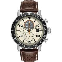 ราคา Citizen Mens Eco Drive Sport Casual Brycen Weekender Chronograph Watch 12 24 Hour Time Date Tachymeter Luminous Hands Brown Leather Strap Ivory Dial (20608327000)