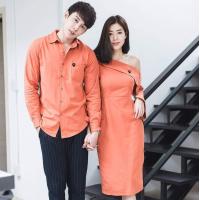 ราคา ชุดคู่ สีส้ม ดีไซน์ไม่เหมือนใคร ชุดออกงาน ชุดไปงาน เสื้อคู่ ชุดไปงานคู่ ชุดคู่แฟน ชุดไปเที่ยว ชุดคู่รัก VSM 18610 (18868715736)