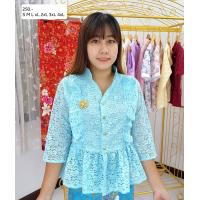 ราคา S 4xL เสื้อลูกไม้เอวระบาย คอวีตั้ง (19891177985)