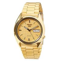 ราคา Seiko Mens SNXL72 Seiko 5 Automatic Gold Tone Stainless Steel Bracelet Watch with Patterned Dial (19058004909)