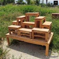 ราคา PTK โต๊ะหมู่บูชาไม้สักทั้งชุด รวมฐาน หมู่ 9 หน้า 9 150 80 106 ซม รวมฐาน งานไม้สัก งานไม่ได้ทำสี พร้อมส่ง (14599737307)