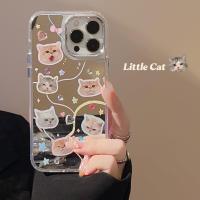 ราคา เคสนิ่มลายการ์ตูนแมวสติกเกอร์เพชรเคสโทรศัพท์กระจกสำหรับ Iphone 14 13pro 11 12 Pro Max XR X XS (19482725241)