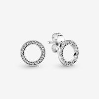 ราคา 925 Sterling Silver Sparkling Circle Stud Earrings Rose Gold Zircon Stone Earring Jewelry For Women (21020950521)