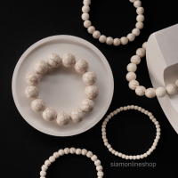 ราคา WHITE TURQUOISE หินเทอร์ควอยส์ สีขาว เลือกขนาดเม็ดหินได้ 4 14 มม สร้อยข้อมือหินแท้ by siamonlineshop (18526048814)
