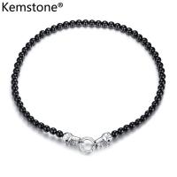ราคา Kemstoneแฟชั่น60ซม สแตนเลสสีดำลูกปัดหินคาร์เนเลียนสร้อยคอสำหรับผู้ชาย (4183772965)