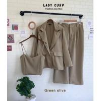 ราคา สูทสาวอวบ กางเกงสาวอวบ สูทคลุมแขนยาว กางเกงขายาว สายเดี่ยว (18458731582)