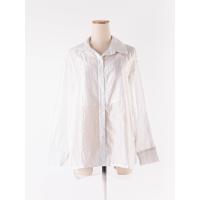 ราคา masaya เสื้อเชิ้ตแขนยาวสีขาว ผ้าซีทรูโปร่งแสง มีซับในบางๆ ครึ่งตัวด้านหน้า ใส่เป็นทรง overSize ได้ Preloved (20662669873)