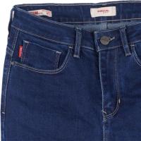 ราคา Bobson กางเกงผ้ายืดเดนิมผู้หญิงธรรมดาเอวสูงรัดรูป80729 สีเข้ม (18937946742)