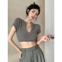 ราคา Cici 10249 เสื้อแขนสั้นขนมิ่งไหมพรม ดีเทลเพิ่มเว้าลึก เนื้อผ้านุ่มนิ่มมากจับแมทซ์ได้ทุกลุค (18112088374)