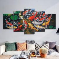 ราคา ชุดโปสเตอร์และภาพพิมพ์บัวปลาทองผ้าใบวาดภาพ5ชิ้นภาพศิลปะบนผนัง Koi Fish Feng Shui 5F 0717 (19739142819)