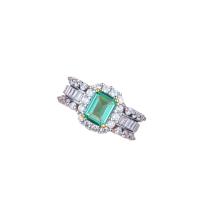 ราคา LUCKY DOLL แหวนมรกตเลียนแบบหรูหราประดับด้วยแหวนเพชรแหวนปรับได้ (16016827138)