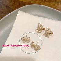 ราคา Small Pearl Big Butterfly Ear Stud French Sweet Style Elegant Sterling Silver Earpins (14792528434)
