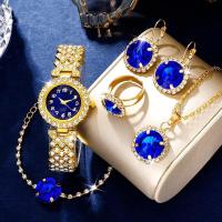 ราคา ชุดสร้อยข้อมือต่างหูแหวนนาฬิกาสีฟ้าสำหรับผู้หญิงชุดสร้อยข้อมือแฟชั่นเพชรนาฬิกาข้อมือผู้หญิงลำลอง (21171242828)
