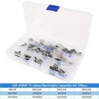 ราคา 120pcs 12 Types 1uF 470uF Hybrid Electrolytic Capacitor Set 16 25 50V Aluminum Electrolytic Capacitor Set Assorted Kit Diy Electronics (21048324184)