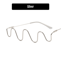 ราคา Western แฟชั่นเพชรโลหะครึ่งกรอบแว่นตาสำหรับผู้หญิง Wave Retro ไม่มีเลนส์ตกแต่งแว่นตาสำหรับผู้หญิง (17977247545)