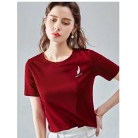 ราคา ขายส่งรอบคอหญิงแขนสั้น T เสื้อยืด 2021 ฤดูร้อนใหม่ ins สีทึบพิมพ์เสื้อ (15971217484)