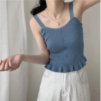 ราคา Foya 1 เสื้อกล้าม เสื้อสายเดี่ยวไหมพรม แต่งกระดุมหน้า ชายเสื้อระบาย ผ้าร่องไหมพรม มี7สี ผ้ายืดหยุ่นใส่สบาย 403 (14541379614)