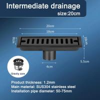 ราคา 20 100cm Black Side Outlet Shower Drain Stainless Steel Bathroom Floor Drainage Linear Waste Drain Cover Roof Kitchen Accessory by Hs2023 (19754794954)