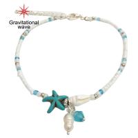 ราคา กำไลข้อเท้าแฟชั่นผู้หญิงประดับลูกปัดปลาดาวเปลือกหอยเครื่องประดับสำหรับเดินชายหาด (20646483601)