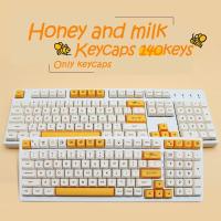 ราคา Thai English Keycaps 124 140 Keys Milk Bee Matcha Keycap for Cherry Mx Gateron Kailh Switch Mechanical Keyboard PBT Dye Subbed XDA Profile Box pack (13140255493)