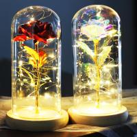 ราคา ดอกไม้ประดิษฐ์ดอกกุหลาบพร้อมไฟ LED ในแก้วโดมของขวัญสำหรับวันแม่วันวาเลนไทน์วันครบรอบแต่งงานตกแต่งบ้าน ไม่รวมแบตเตอรี่ (21191680362)