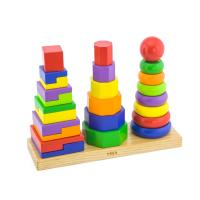 ราคา Viga 2 ขวบ ชุดตัวต่อบล็อกไม้รูปทรงเรขาคณิตหลากสีสัน (20757826806)