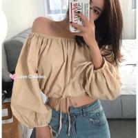 ราคา เสื้อครอปปาดไหล่ แขนบอลลูน ผ้าคอตตอนลินิน แต่งเชือกรูดเอว โบว์ผูกปลายแขน สอบถามก่อนสั่งซื้อ (20512943839)