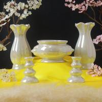 ราคา Set 5 ชิ้น ชุดบูชาหิ้งพระ เครื่องใช้โต๊ะหมู่บูชา กระถางธูปเซรามิค แจกันดอกไม้พระ แจกันเซรามิค เชิงเทียนหน้าพระ (3092716659)