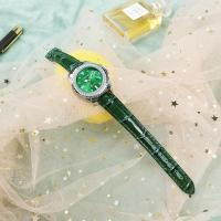 ราคา นาฬิกาสายหนังจระเข้แท้นาฬิกาข้อมือสตรีสำหรับผู้หญิงสายหนังมรกตสีโรสโลลาอังกฤษ (19991276708)