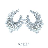 ราคา Neriza Jewelry ต่างหูระย้าออกงานเพชรสังเคราะห์ประดับมุก ประกายเทียบเท่าเพชรแท้ NE062 (13110689527)