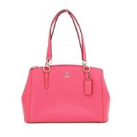 ราคา กระเป๋าถือ COACH แท้ ใบใหญ่ หนังแท้ หนังฟอกแบบกันรอยขีดข่วน ช่องเยอะ มีสายยาว COACH 57520 CHRISTIE CARRYALL IN CROSSGRAIN LEATHER Strawberry สีชมพู (7443557436)