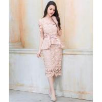 ราคา Dressyhappy ชุดเดรสผ้าลูกไม้ออกงานทอลายดอกลอย 3 มิติ ดีไซส์สวย (176983863)