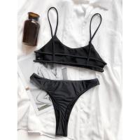 ราคา บิกินี่ ไฮคัด บราเซ็กซี่โชว์หลังสายไขว้ สีม่วง ดำ พร้อมส่ง (21021377528)