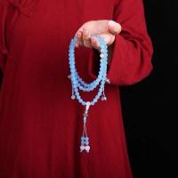 ราคา ลูกปัดคาลซิโดนีธรรมชาติ108 Tasbih Rosario สร้อยข้อมืออาเกตพลอยสีฟ้ากำไลสำหรับทั้งหญิงและชาย Gratis Ongkir สร้อยคอมือถือ (19949387658)