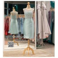 ราคา ชุดราตรีออกงาน ชุดราตรีสวยหรู ชุดราตรีสั้นหรู PFS039 LBL ฟ้า dressy day (8839479757)