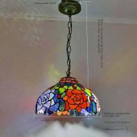 ราคา ทิฟฟานี่ฐานเหล็กเพดานกระจกสีหลากสี Lampu Gantung Ruang Tamu ตุรกีขนาด40ซม โคมไฟแขวนสำหรับร้านคาเฟ่บาร์บ้าน (18614508201)