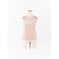 ราคา jaspal เสื้อกล้ามสีครีมผ้ายืด แต่งลายผ้าลูกไม้สีขาวด้านหน้า Preloved (20662198887)