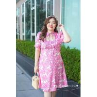 ราคา เดรสสาวอวบ ทรงรูดอก น่ารักสดใส ลายดอกคัลเลอร์ฟูล อก40 50 BigSize Peppermint 634 (17841555444)