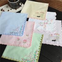 ราคา ผ้าเช็ดหน้าสีฟ้าญี่ปุ่นขอบจันทร์ผ้าฝ้ายแท้ผ้าเช็ดหน้าสีขาวล้วนผ้าเช็ดหน้าปักลายสวยงามอ่อนนุ่มสง่างามแบบย้อนอดีตเหงื่อเช็ดมือ (9570671246)