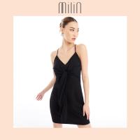 ราคา MILIN Knotted V neck mini dress เดรสสั้นสายเดี่ยวคอวีผูกหน้า Great Dress (16193710159)