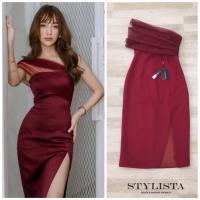 ราคา งานป้าย Stylista มินิเดรสทรงพอดีตัว มีผ้าซีทรูไหล่เฉียงผ่าหน้า งานซิปหลัง สวยหรู ดูแพงงม๊ากจร้าาา (14032923638)