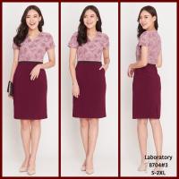 ราคา Laboratory Dress 8704 ชุดชุดงาน ชุดไปงาน ท่อนบนแต่งลูกไม้แมทช์กระโปรงสีพื้น (16408351520)